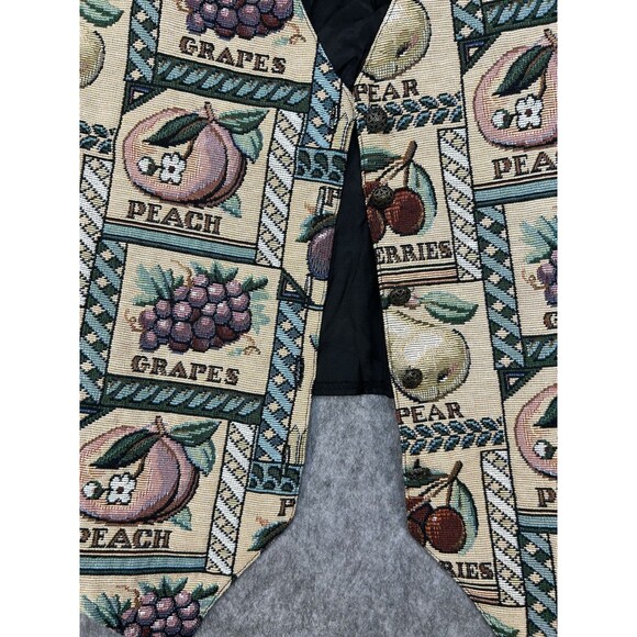 Vintage Bobbie Brooks Tapestry Vest Fruit Peach Grapes Pear Cherries Women’s L - Picture 2 of 10